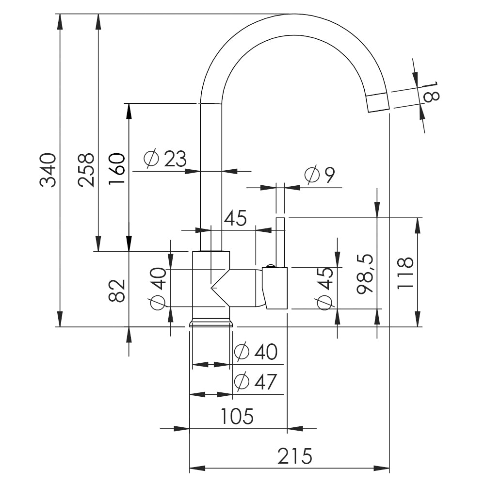 Kuhinjska slavina, inox, 2C