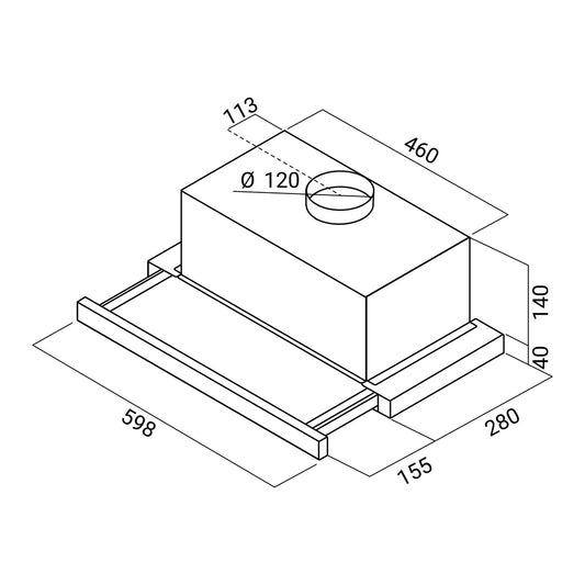 Kuhinjski aspirator, beli, ugradni, 60cm