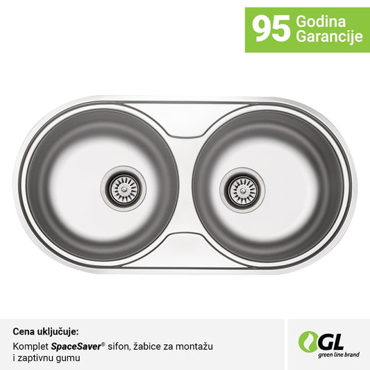 Inox mat dvodelna ugradna sudopera 