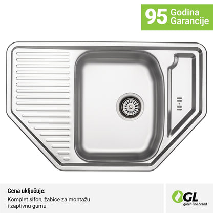Inox mat ugaona ugradna sudopera sa oceđivačem
