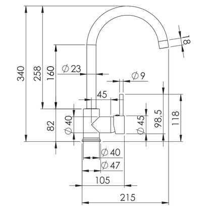Kuhinjska slavina, inox, 2C