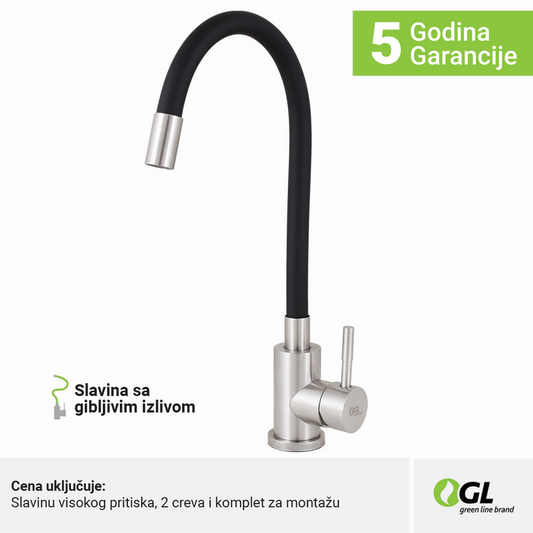 Kuhinjska slavina, inox/crna, 2C