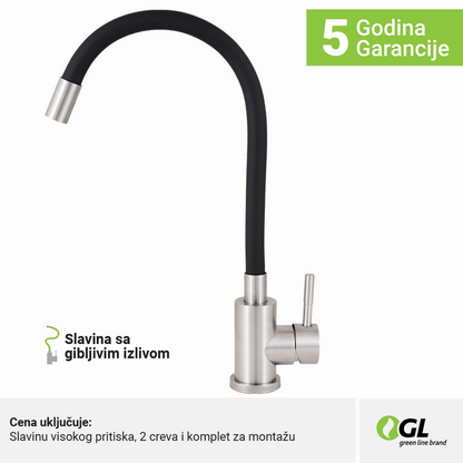 Kuhinjska slavina, inox/crna, 2C